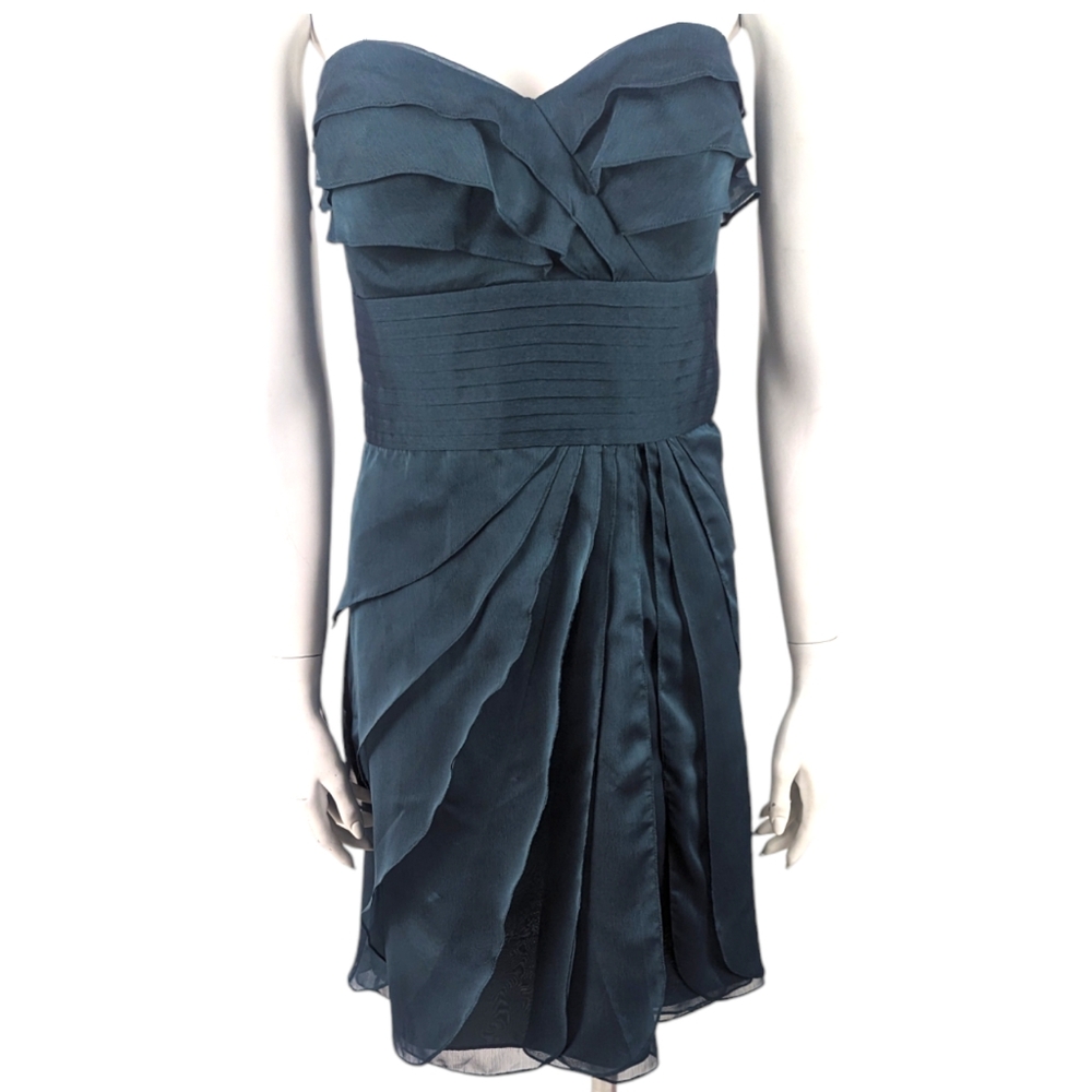 Adrianna Papell Strapless Cocktail Party Dress Womens 6 Teal Green Formal